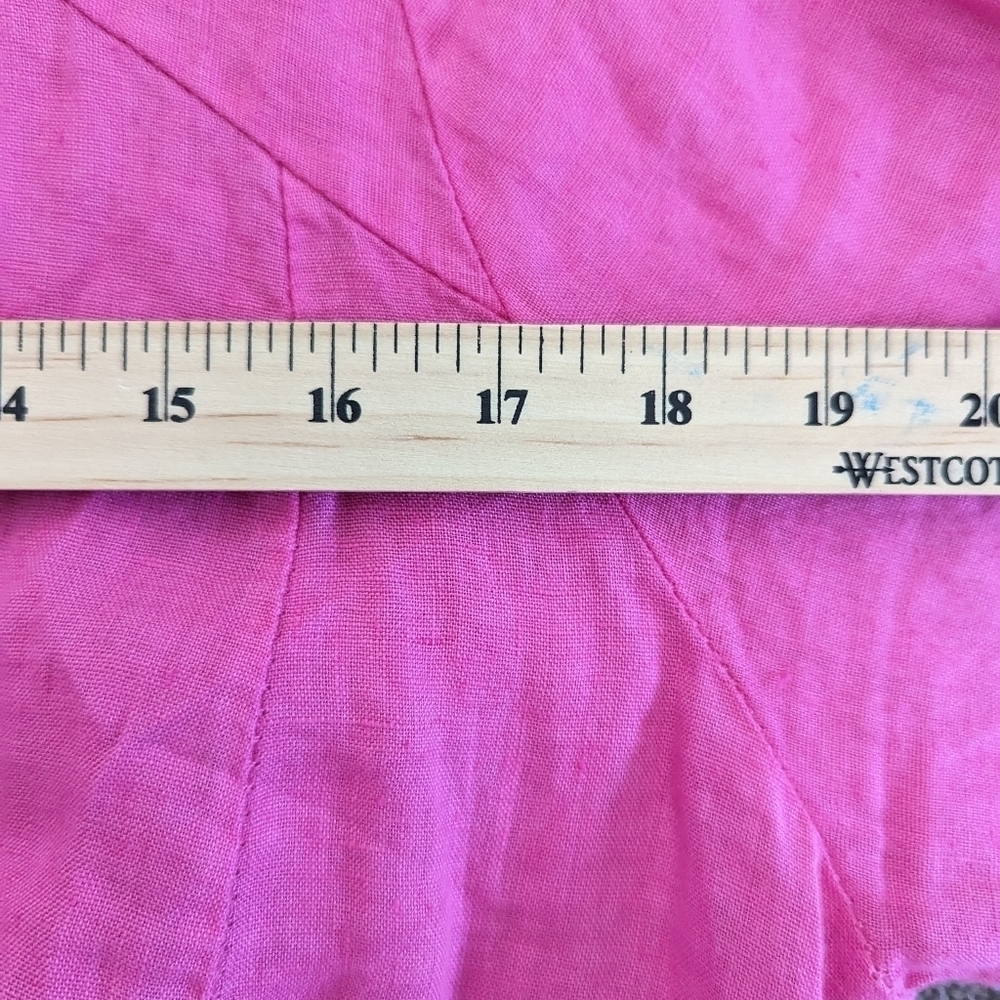 VIVIAN Shyu hot pink linen short sleeve dress Small / Medium - Picture 12 of 13
